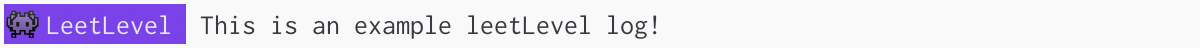 Example of a custom level named leet level in a terminal