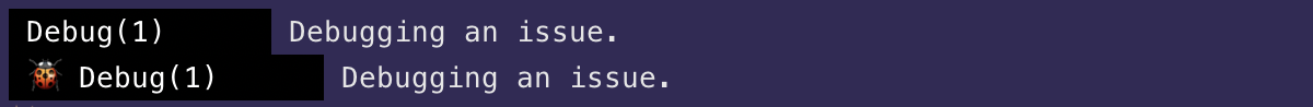 debug terminal example output