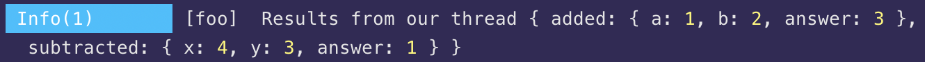 thread example output in the terminal