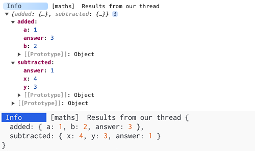 Example of a single log dumping out values from multiple scopes